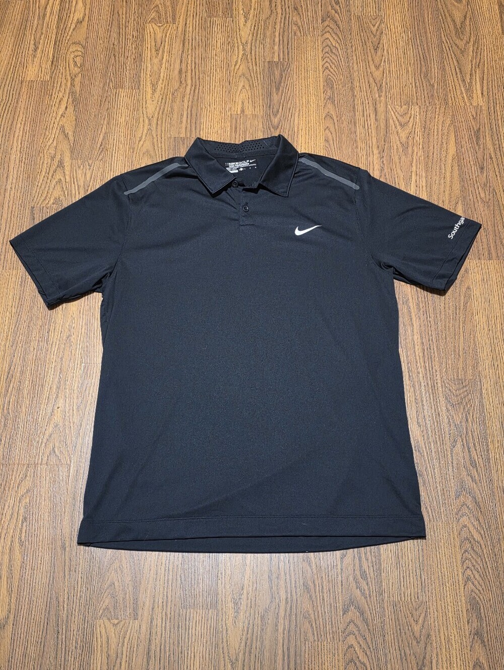 Nike Mens Large Black Polo Shirt Dri-FIT Golf Athletic Southgate Audi Style C67